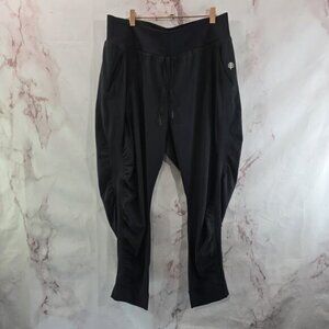 Coolibar Pants Womens Large Black Jogger Crop Drawstring Pull On Ruched
